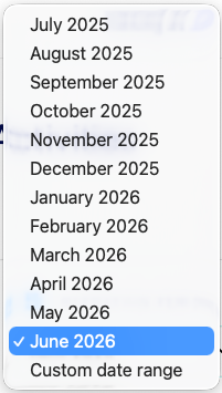 Activities period selector
