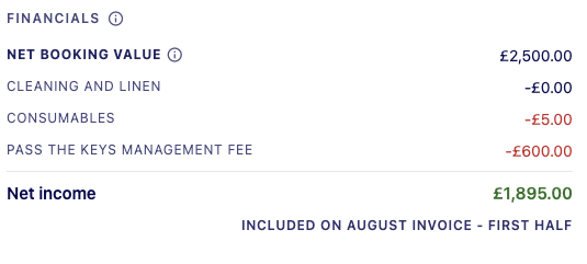 Booking financials